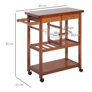 Carrello Portata da Cucina in Legno con Portabotti