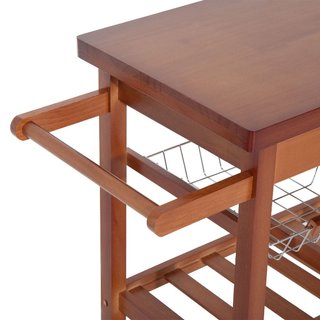 Carrello Portata da Cucina in Legno con Portabotti