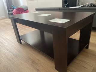 Mesa de centro elevable madera y cristal