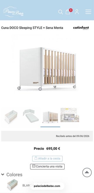 Cuna DOCO con protector y ropa de cama