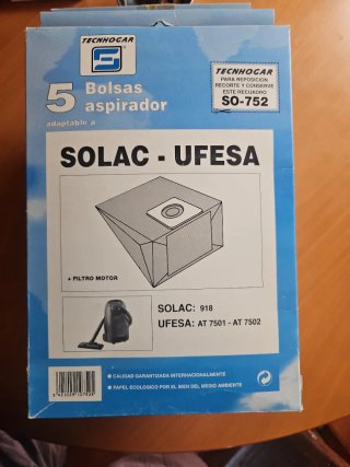 5 Bolsas Aspirador TecnoHogar Solac/Ufesa