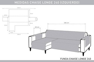 Funda Sofá Chaise Longue Adele 240cm Gris