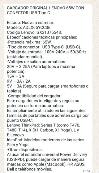 Cargador Lenovo 65W ADLX65YCCS