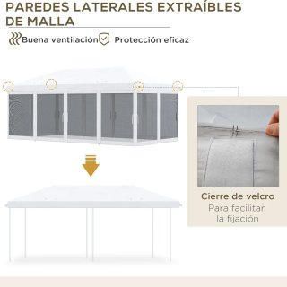 Carpa Gazebo 6x3m Plegable con 6 Paredes