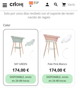 Bañera Bebé-Jou verde con cojín