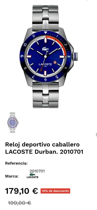 Reloj Lacoste Azul y Plateado