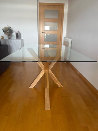 Mesa Comedor Cristal 160x90 Madera+4 sillas