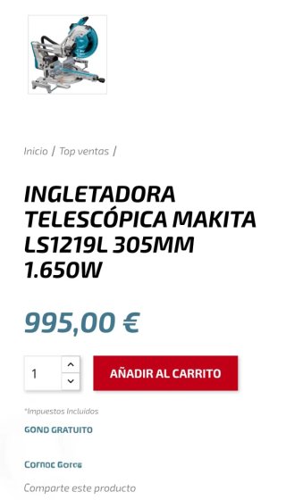 Ingletadora telescópica Makita 1650W