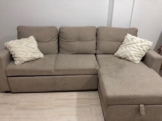 Sofá Cama Chaise Longue Beige