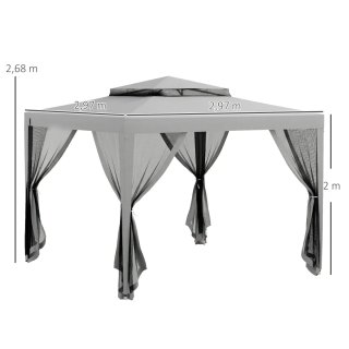 Carpa Jardín 3x3m Cenador Gazebo Mosquitera