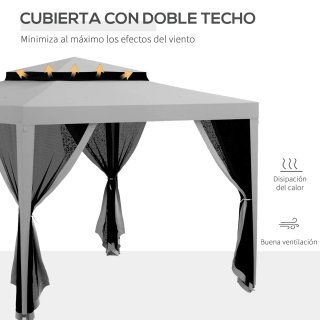 Carpa Jardín 3x3m Cenador Gazebo Mosquitera