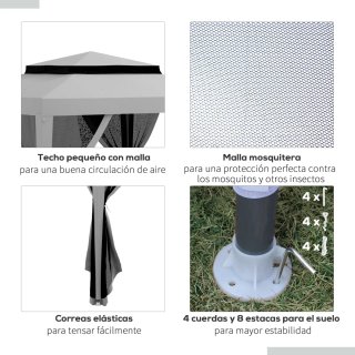 Carpa Jardín 3x3m Cenador Gazebo Mosquitera