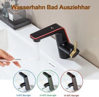Rubinetto Bagno Nero/Oro con Indicatore
