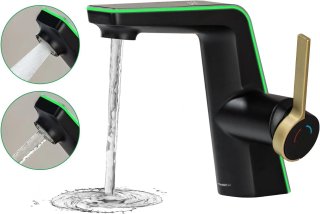 Rubinetto Bagno Nero/Oro con Indicatore