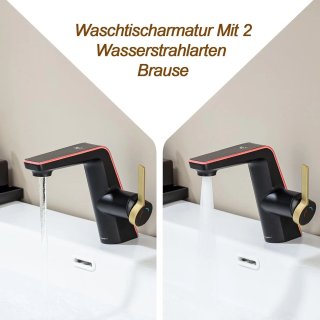 Rubinetto Bagno Nero/Oro con Indicatore