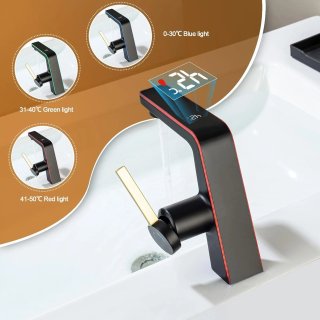 Rubinetto Bagno Nero/Oro con Indicatore