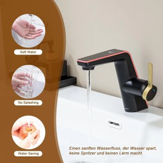 Rubinetto Bagno Nero/Oro con Indicatore