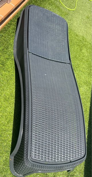 Tumbona apilable efecto Rattan gris
