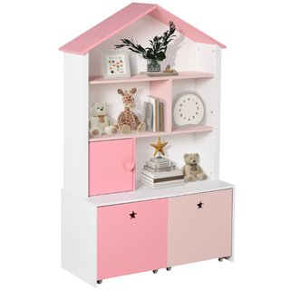 Libreria Scaffale Portagiochi Rosa per Cameretta B