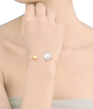 Pulsera Aura Perla 14mm Dorada 58mm