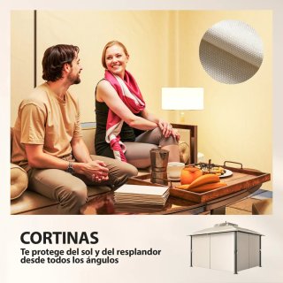 Carpa Cenador Jardín Beige Doble Techo