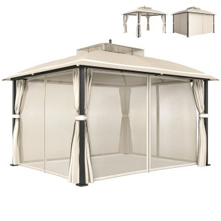 Carpa Cenador Jardín Beige Doble Techo