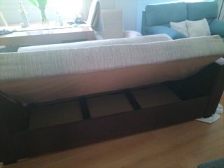 Sofá-cama y sillón tela y madera