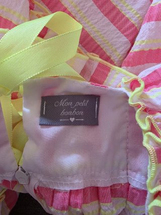 Vestido niña rayas rosa y amarillo