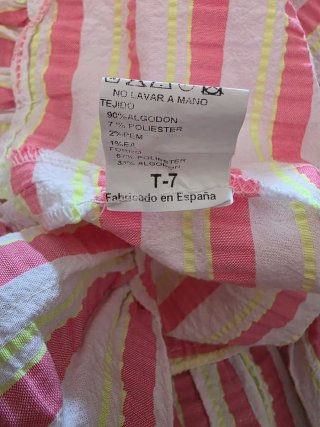 Vestido niña rayas rosa y amarillo