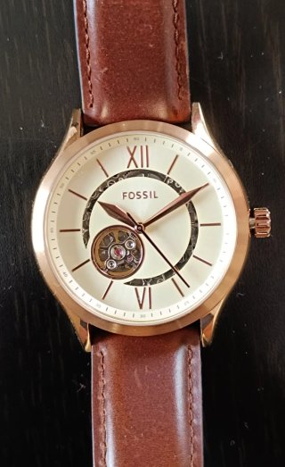 Reloj Fossil Automático Esqueleto Dorado