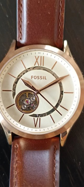 Reloj Fossil Automático Esqueleto Dorado