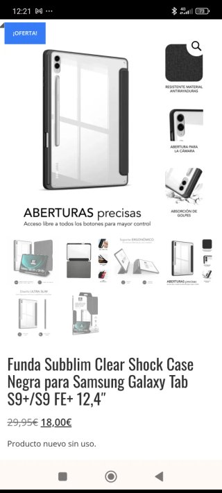 Funda Subblim Clear Shock Samsung Tab S9+