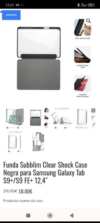 Funda Subblim Clear Shock Samsung Tab S9+