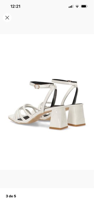 Sandalias blancas tacón bloque tiras