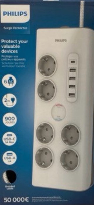 Regleta Philips 6 Enchufes + 5 USB (30W)
