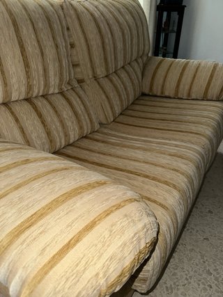 Sofá de 2 plazas beige y marrón