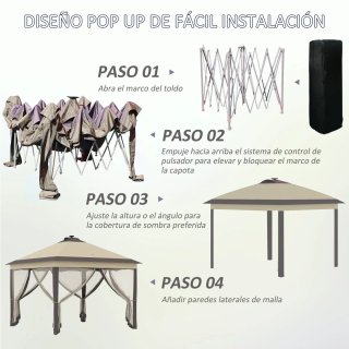 Carpa Plegable 3,3x3,3m con Luces LED