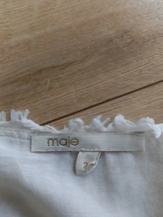 Blusa Maje Lino Blanca Encaje