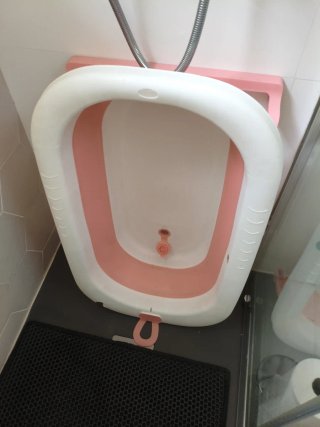 Bañera bebé plegable rosa y blanca