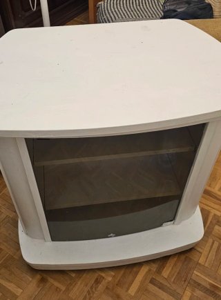 Mueble TV Vintage Auxiliar Blanco Cristal