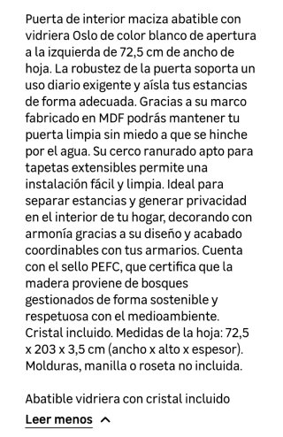 Puerta  interior abatible con cristales
