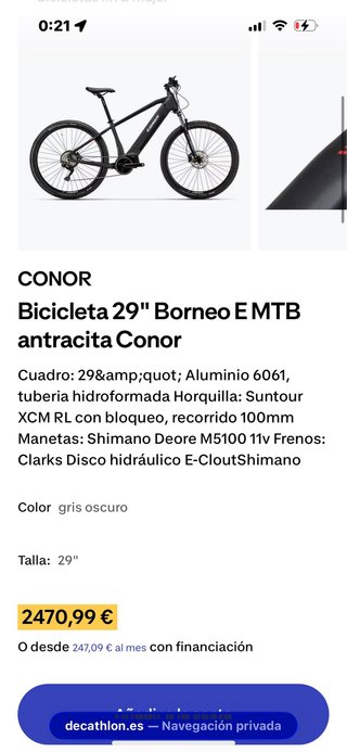Bicicleta Conor Eléctrica Gris