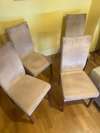 4 Sillas Comedor Tela y Madera