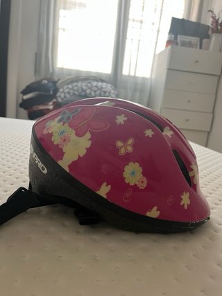 Casco Bicicleta Niña Rosa Flores