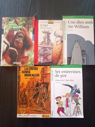 Lot de cinc llibres lectura juvenil en català.