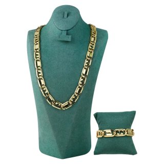 Cadena y pulsera chapadas en oro 18k