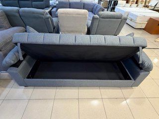 Sofá cama gris/beige con arcón
