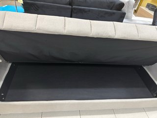 Sofá cama gris/beige con arcón