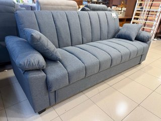 Sofá cama gris/beige con arcón