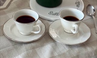 Set 2 Tazze Caffè Porcellana Bordi Oro